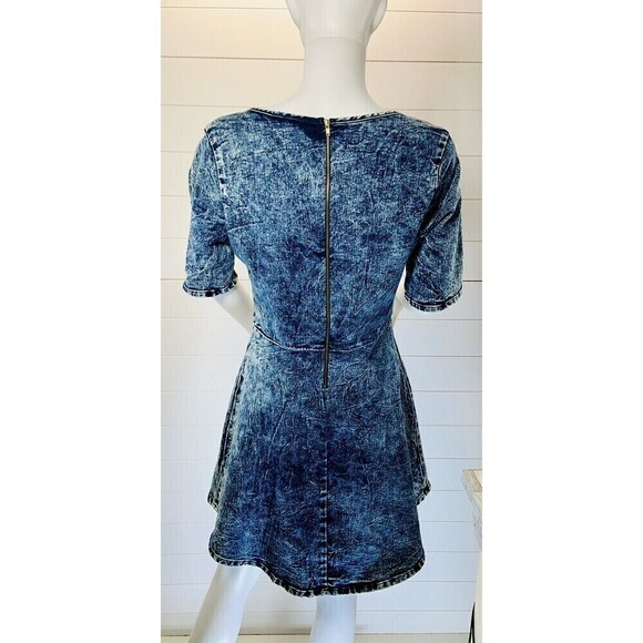 Charlotte Russe Vintage 1980's Acid Wash Skater Dress Large Grunge Cowgirl Boho - Picture 7 of 10
